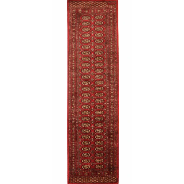 Red Medallion Vintage Wool Bukhara Runner