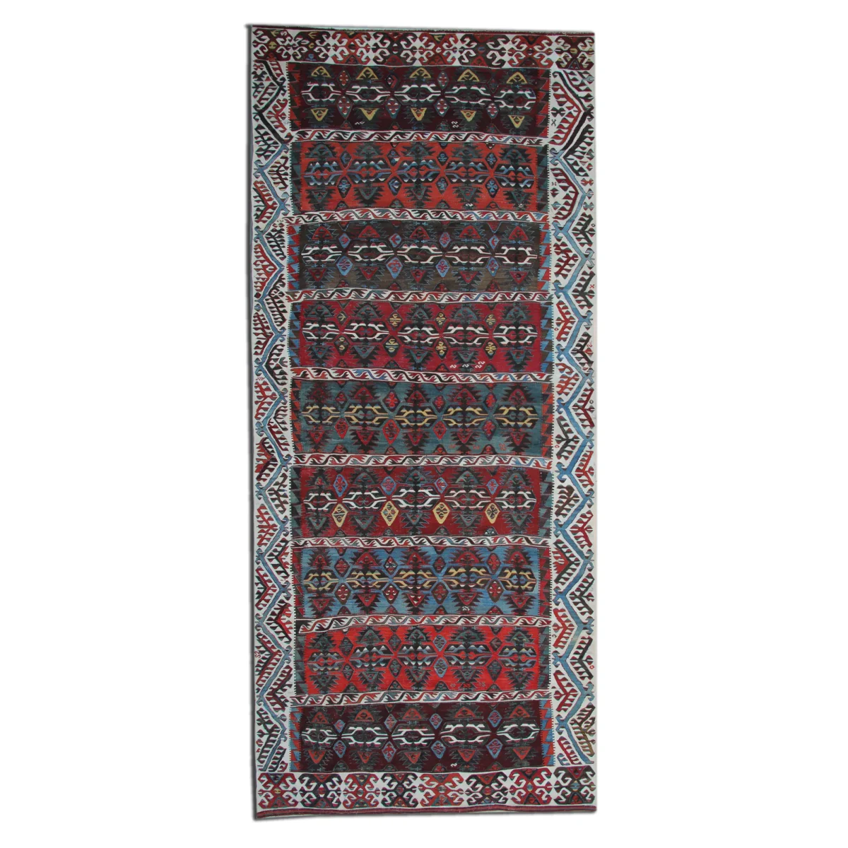Antique Turkish Kilim Runner Tribal Stripes Cyrsu3