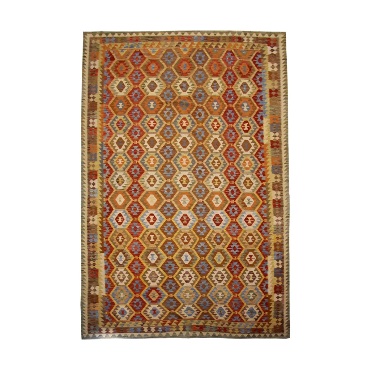Oversiaze Kilim Rug Brown Flat Weave Oriental Carpet