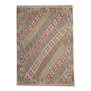 Striped Kilim Rug Oriental Wool Carpet