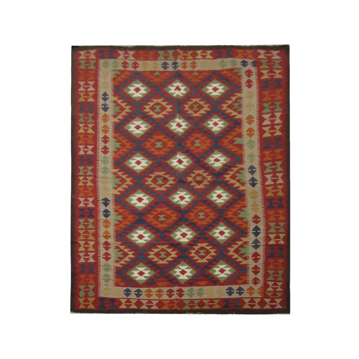 Large Burgundy Kilim Rug, Afghan Carpet