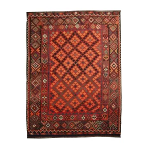 Large Wine Red Afghan Kilim Oriental Rug