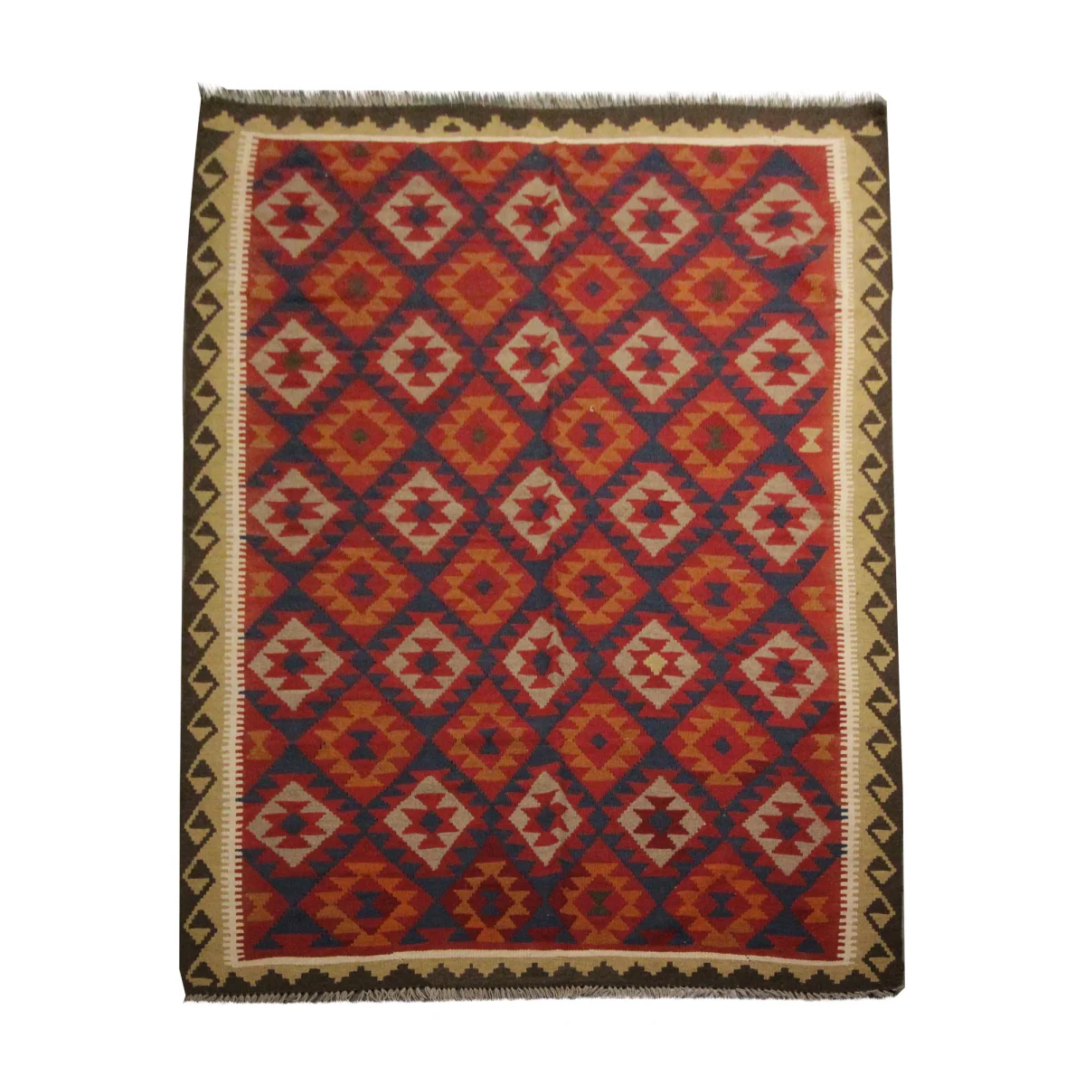 Burgundy Geometric Afghan Kilim Rug 2020