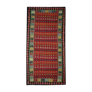 Vintage Red Multicolour Persian Kilim Rug 1980