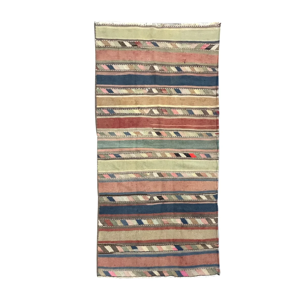 Vintage Striped Persian Kilim Rug 1980