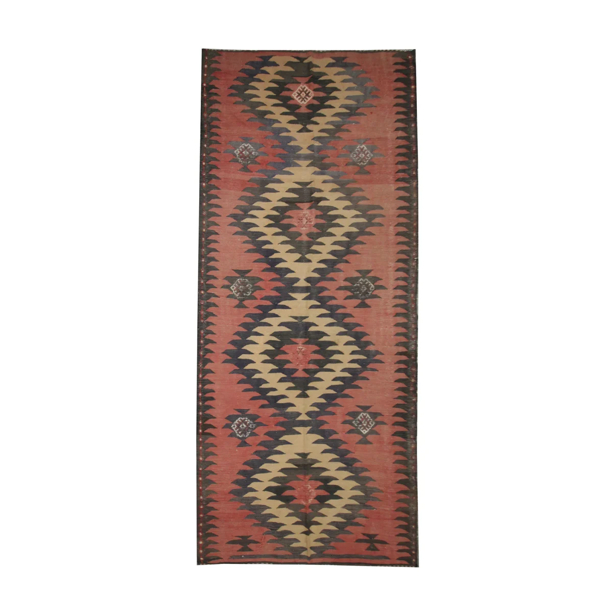 Vintage Pink Zig Zag Persian Kilim Rug 1960