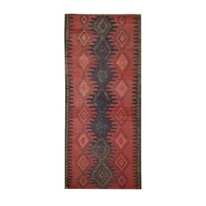 Vintage Persian Zig Zag Sumakh Kilim Rug 1960