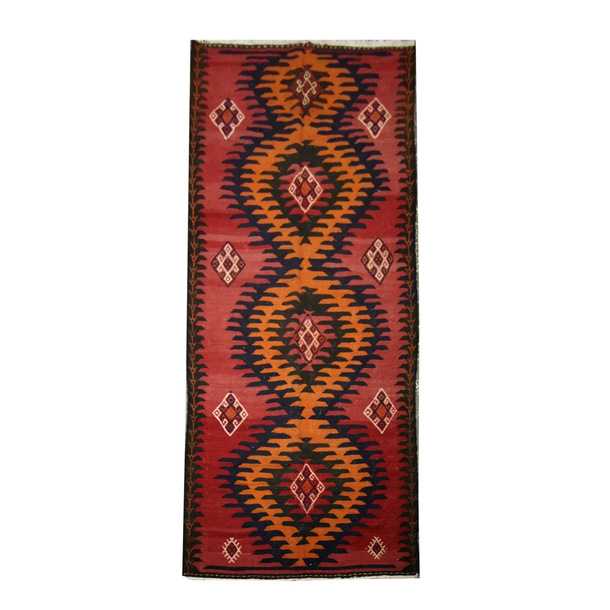 Rust Geometric Vintage Persian Kilim Rug 1960