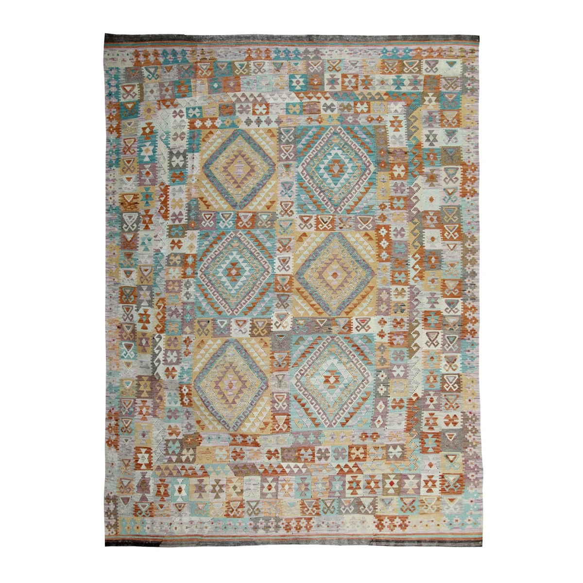 Light Blue Oriental Kilim Traditional Wool Handmade Rug